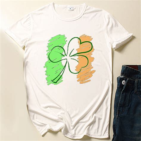 Aboser St Patricks Day Tshirts For Women Plus Size Four Leaf Clover