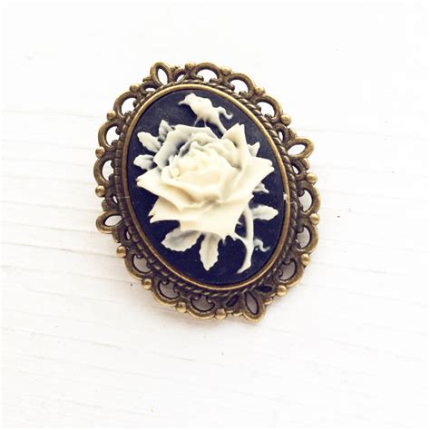 Rose Cameo Pin Classic Cameo Brooch Vintage Style Flower Etsy