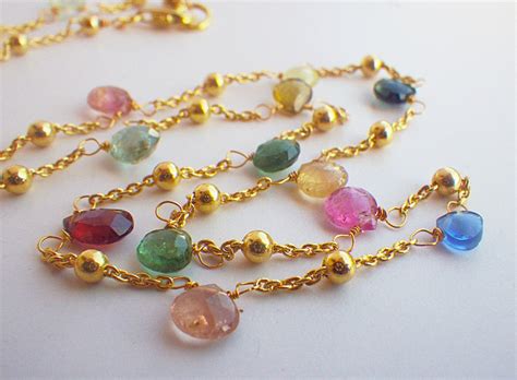 Gemstone Necklace Multi Gem Necklace Multi Color By Lisacreazioni