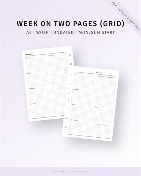 Two Page Grids With The Text Week On Two Pages Grid