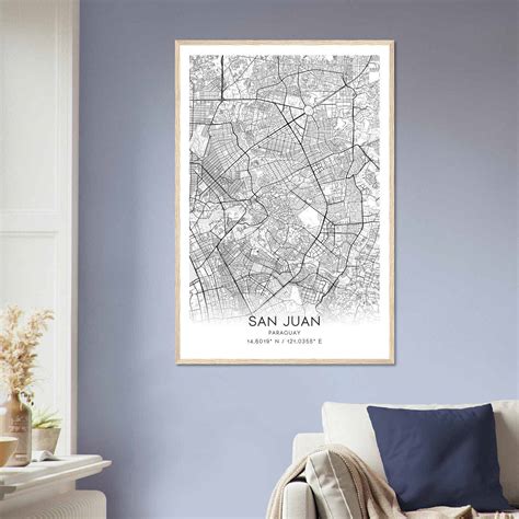 San Juan Philippines Map Poster, San Juan City Road Wall Art Print ...