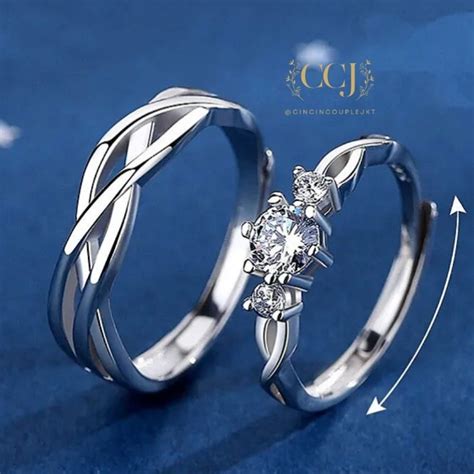 Jual Cincin Couple Silver Adjustable S Pasangan Nikah Lamaran