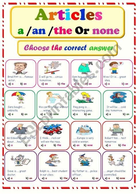 Articles ESL Worksheet By Ms Sara Q8