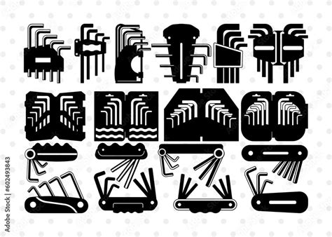 Hex Key Set Silhouette Hex Key Svg Allen Key Svg Keys Svg Hex Key