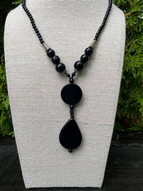 Beautiful Black Onyx Necklace Black Onyx Natural Black Onyx Necklace
