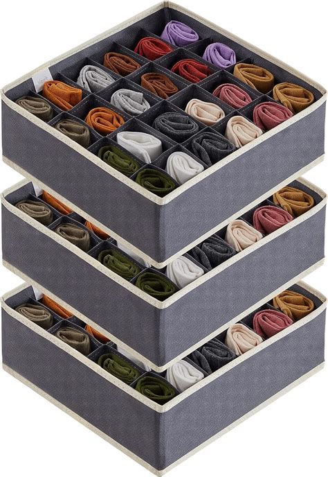 Lifewit 3 Stück Socken Unterwäsche Schubladen Organizer 24 Zellen