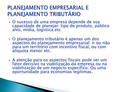 PPT PLANEJAMENTO TRIBUTÁRIO BUSCA DE EQUILÍBRIO PowerPoint