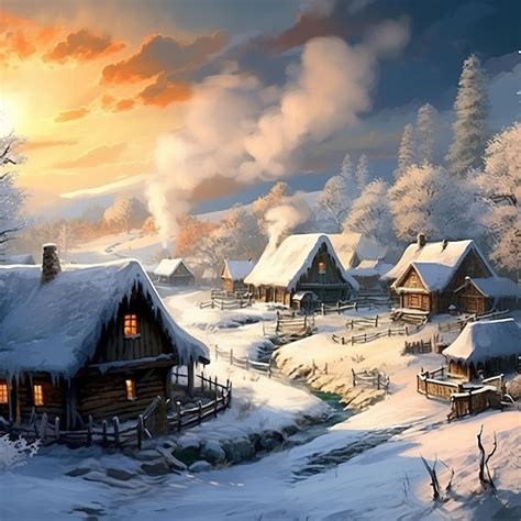 Premium AI Image | A snowy town illustration