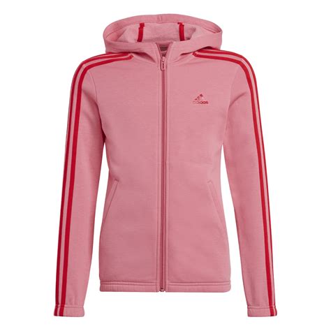 Adidas Girls Essentials 3 Stripes Full Zip Hoodie Juniors From Excell