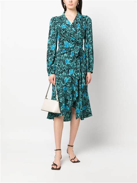 Dvf Diane Von Furstenberg Carla Two Floral Print Wrap Dress Blue