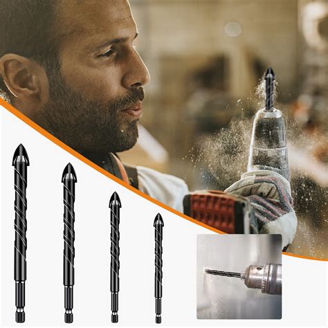Four Blade Drill Bit Ceramic Tile Hexagonal Handle Brick Wall Cement