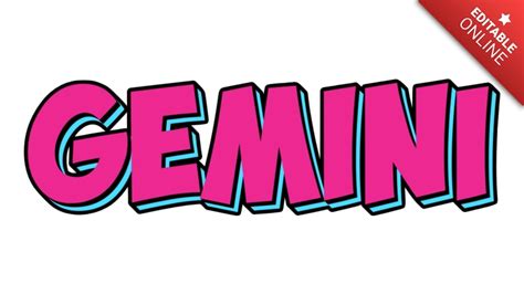 Gemini Roze Blauw Komisch Lettertype Tekst Effect Generator