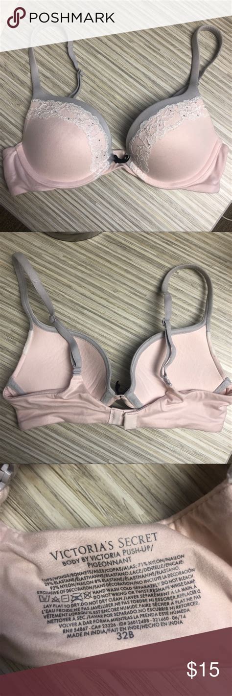 Victorias Secret Pink And Grey 32b Push Up Bra Push Up Bra Secret Pink Push Up