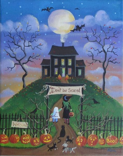 an acrylic painting of a halloween scene