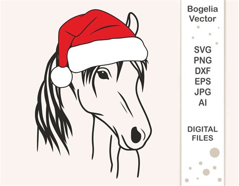 Horse With Santa Hat Svg Christmas Svg Svg Cut File Horse Etsy