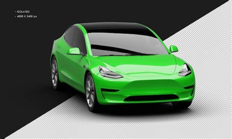 Premium Psd Isolated Realistic Shiny Green Modern Electric City Sedan