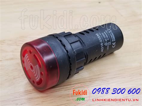 Đèn Báo Có Còi Phi 22mm Ad16 22sm điện áp 220vac Màu đỏ Fukidi