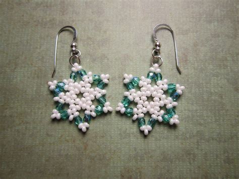 Snowflake Earrings Seed Bead Earrings Star Earrings Seed Etsy