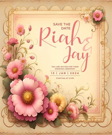 Premium Psd Wedding Invitation Greeting Cards Elegant Vintage Style