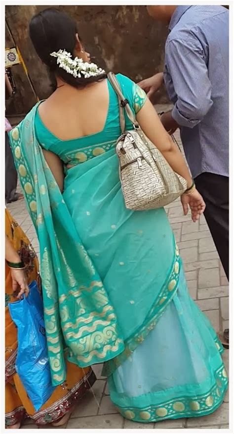 Indian Desi Girl Hot Collections Saree Aunties Hot Back