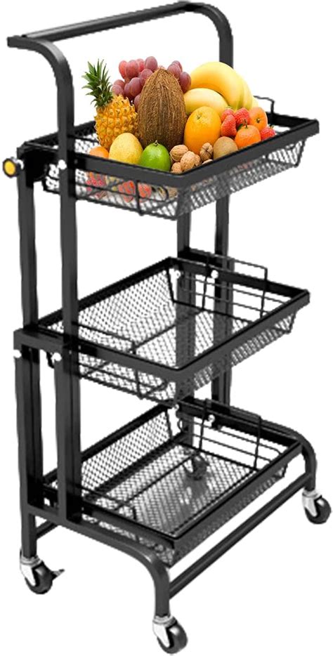 Buy 3 Tier Rolling Utility Cart Multifunctional Organization Cart With