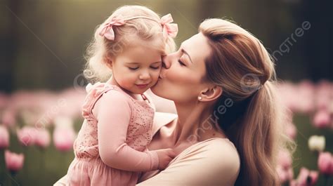 Fondo Madre Besando A Su Hija En Medio De Un Campo Fondo Imagenes Del