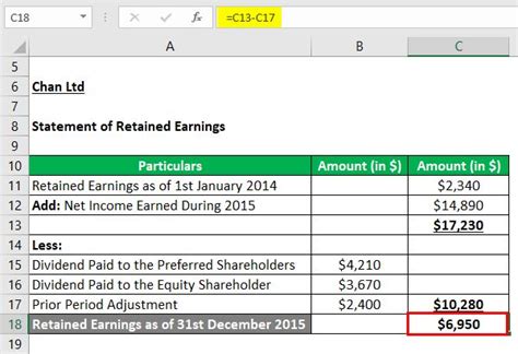 Statement of Retained Earnings Example | Excel Template