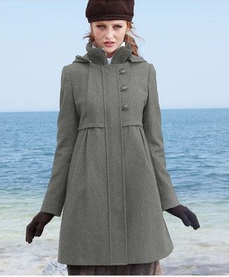 Dkny Coat Empire Waist Wool Blend Hooded Womens Petite Coats Coats