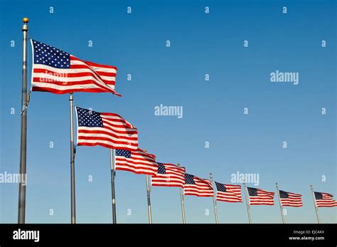 American Flags At Washington Monument Stock Photo Alamy