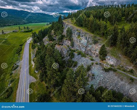 Aerial Of Paradise Valley In Montana Looking At The The Mountains Stock