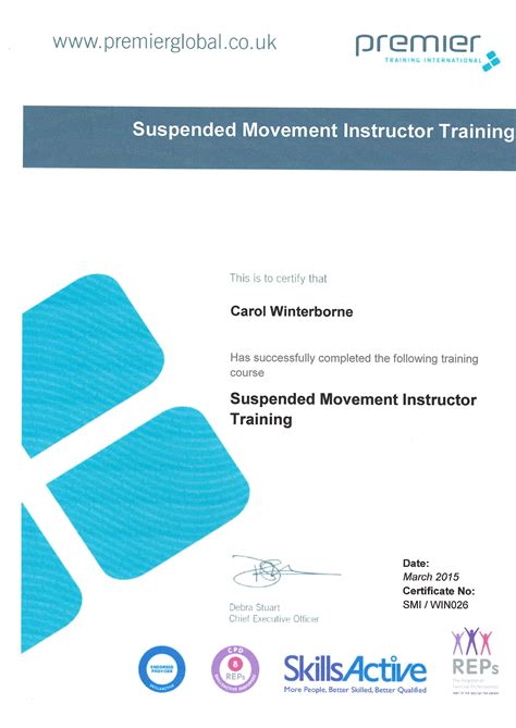 Carol Winterborne Personal Training Qualifications Advanced