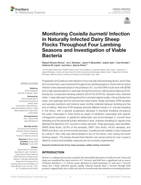 PDF Monitoring Coxiella Burnetii Infection In Naturally Infected