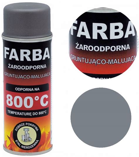 FARBA ŻAROODPORNA W SPRAYU DO KOMINKA PIECA KOTŁA 400 ML HANSA SZARA