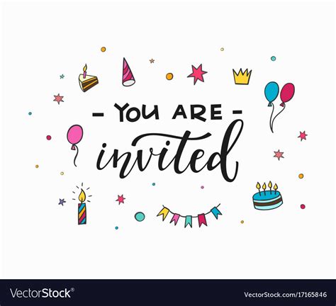 Happy Birthday Party Lettering Typography Vector Image