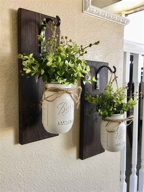 Farmhouse Decor Sconce Set Of 2 Or Single Wall Hanging Jar Etsy