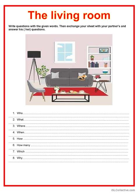 Pairwork The Living Room English Esl Worksheets Pdf And Doc