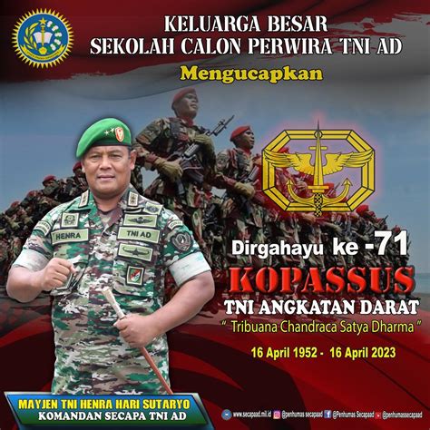 Dirgahayu Ke Komando Pasukan Khusus Tni Angkatan Darat Tribuana