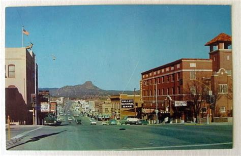 Prescott Arizona Postcard Looking West On Gurley Street To Thumb Butte