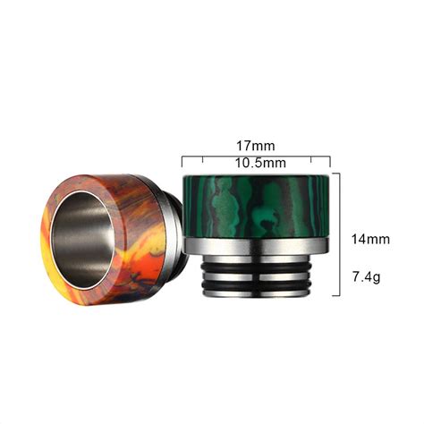 Turquoise Stone Stainless Steel Stubby Wide Bore Drip Tip