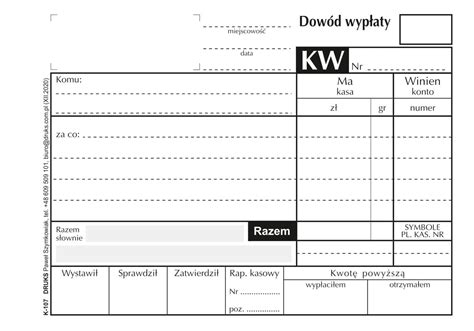 KW Dowód wypłaty A6 DRUKS