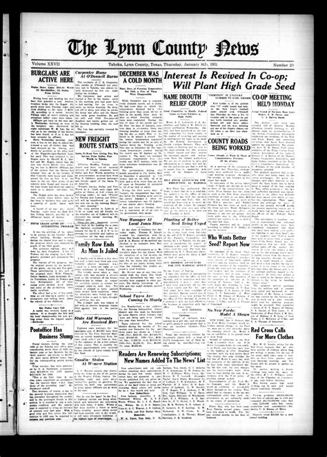 The Lynn County News (Tahoka, Tex.), Vol. 27, No. 20, Ed. 1 Thursday
