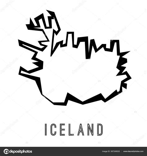 Iceland Simple Vector Map Outline Country Shape Sharp Polygonal