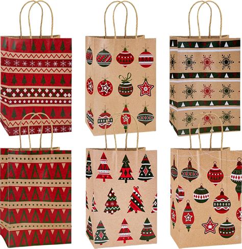 Pcs Christmas Paper Bags Christmas Gift Bags With Handles Christmas