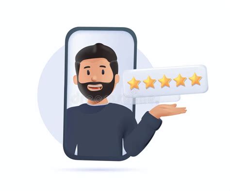 Feedback Customers Review Positive Man User Experience D Cartoon