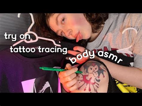 ASMR BODY TRIGGERS Tattoo Tracing With Mouth Sounds TINGLY