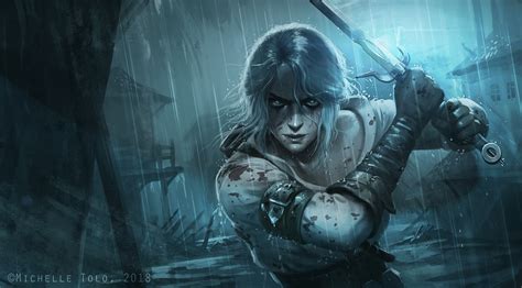 Artstation Ciri Michelle Tolo Fan Art Digital Art Sword Video