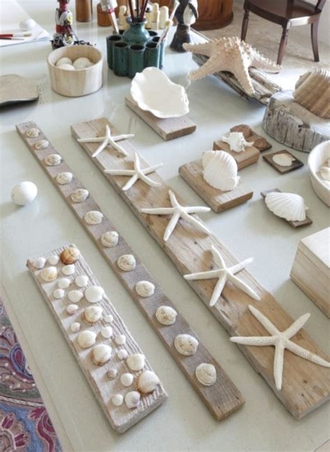 Diy Seashell Wall Art Decor Ideas Mounting Shells On Wood Planks