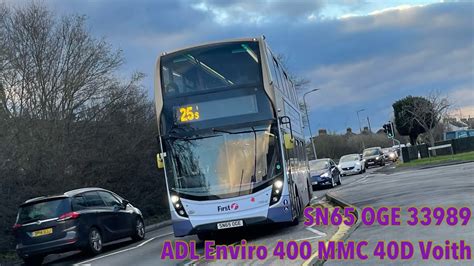 Sluggish First Essex Route 25 ADL Enviro 400 MMC 40D Voith