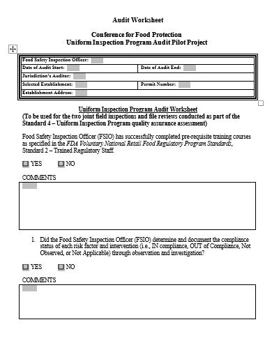 10 Audit Worksheet Templates In Pdf Doc