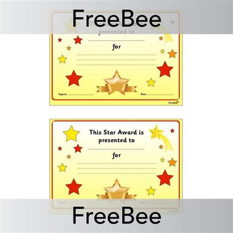 Free PDF Gold Star Award Certificate by PlanBee